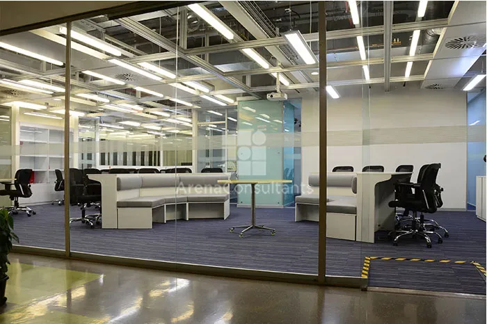 Modern lab with integrated technology and flexible layout