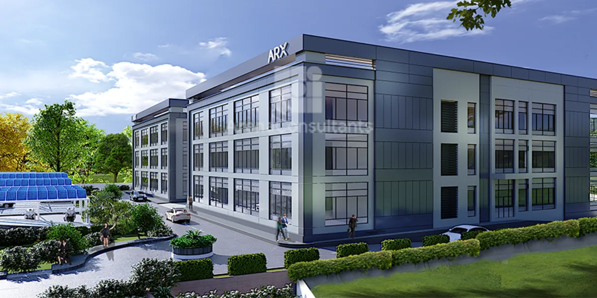 Greenfield research park campus rendering in Genome Valley, Hyderabad