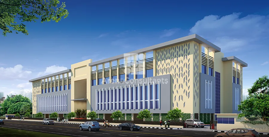 Greenfield research park development rendering in Hyderabad