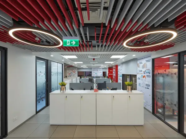 Bright collaborative office interior