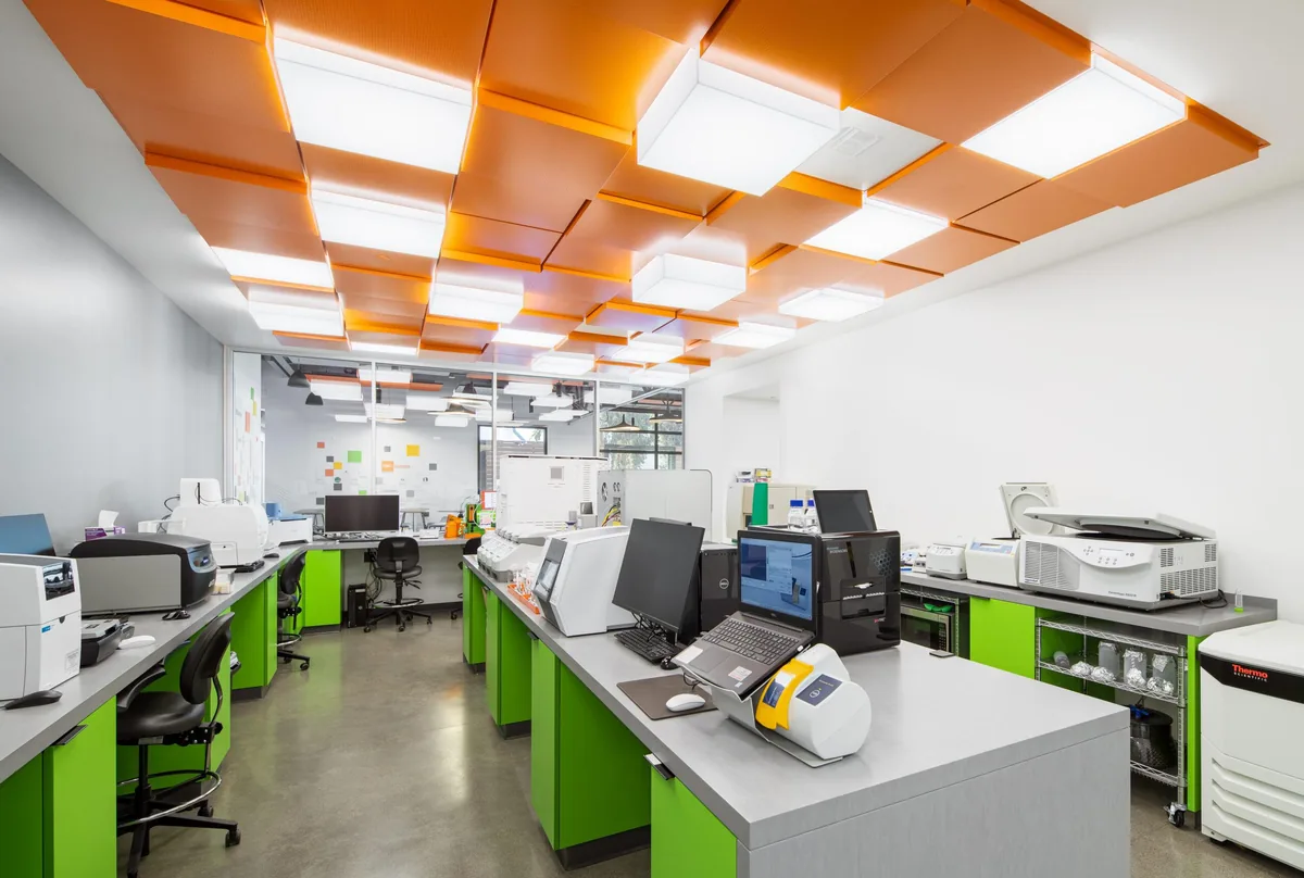 Vibrant modern laboratory interior designed by Arena Consultants