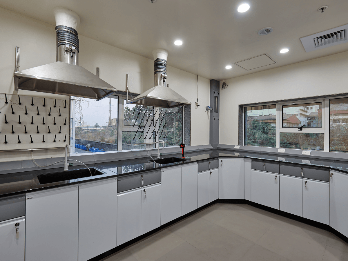 Chemical Engineering Company, Ambernath, Thane - Lab Granite Tables, Eye Wash Showers, Canopy Hoods, Pegboards, Sport Extractors - Lab Design