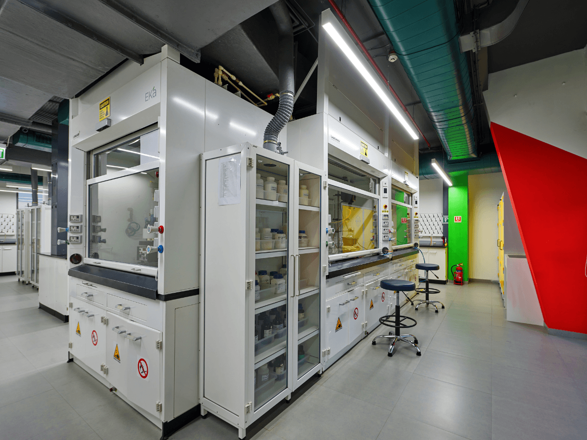 Specialty Chemical Company, Juinagar, Navi Mumbai - Lab Furniture, Fume Hoods, Storage Cabinets - Lab Architecture and Interior Design by Arena Consultants