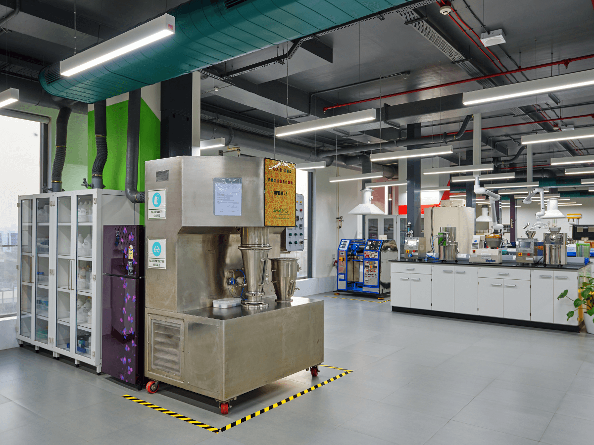Specialty Chemical Company, Juinagar, Navi Mumbai - Lab Furniture, Storage Cabinets, Spot Extractors, Canopy Hoods - Lab Office Architecture and Interior Design by Arena Consultants