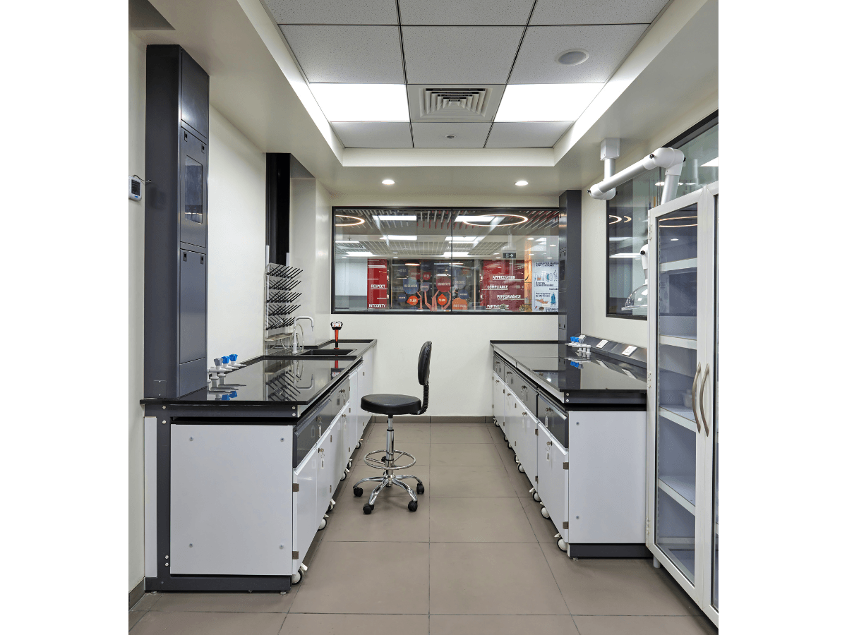 Specialty Chemicals Company, Juingar, Navi Mumbai, Maharashtra - Lab furniture, taps and valves - Lab Office Architecture and Interior Design by Arena Consultants