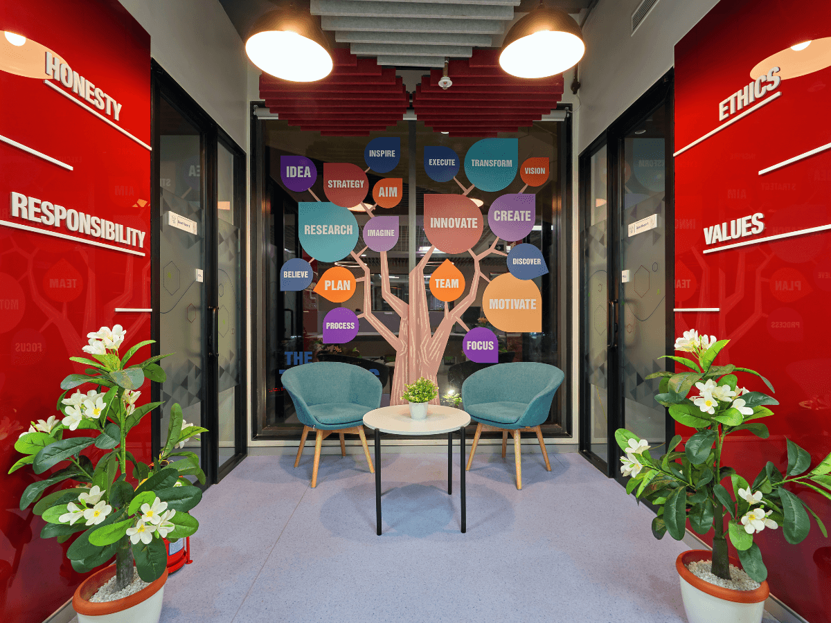 Specialty Chemicals Company, Juingar, Navi Mumbai, Maharashtra - Office breakout area - Lab Office Architecture and Interior Design by Arena Consultants