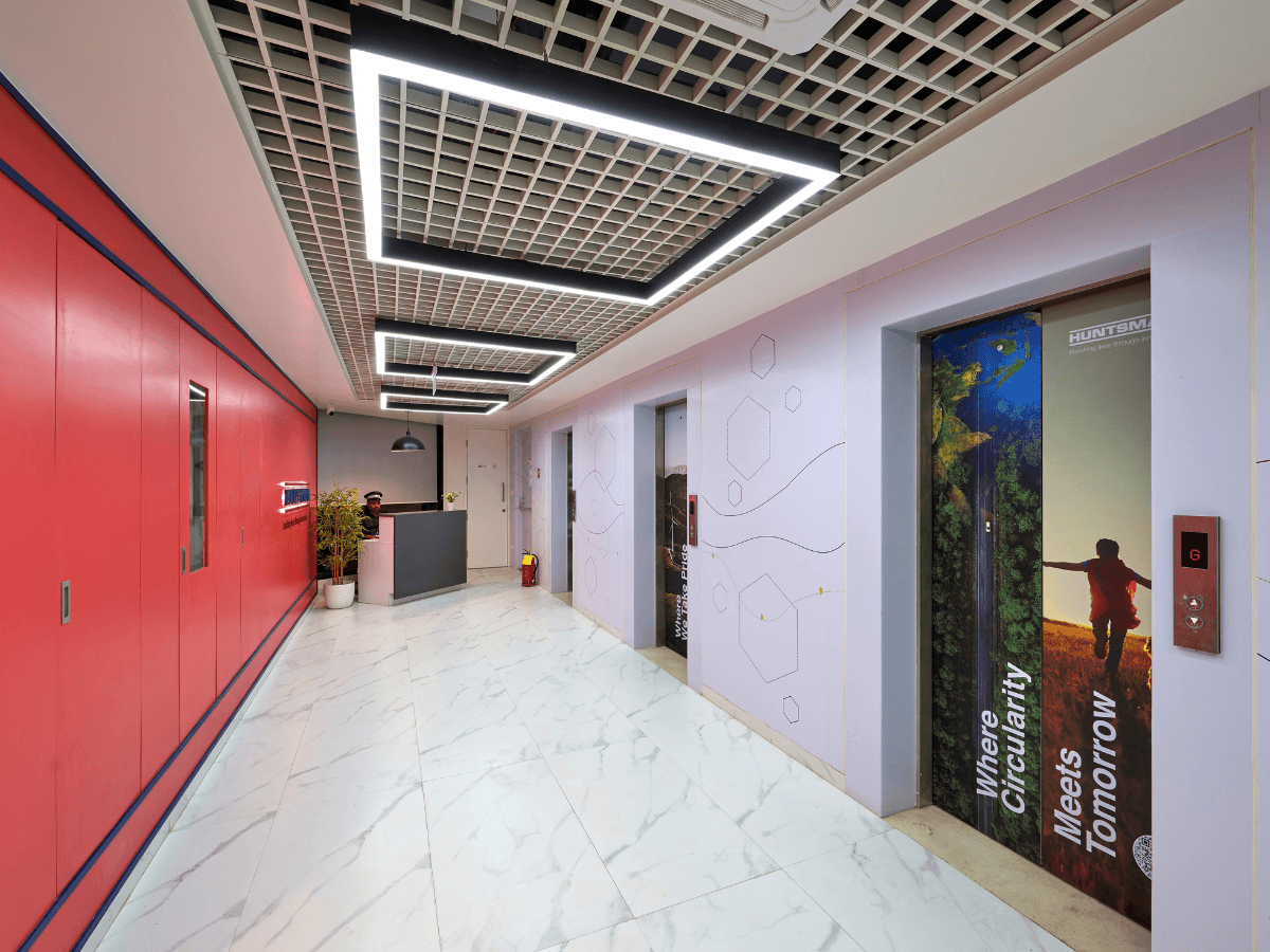 Specialty Chemicals Company, Juinagar, Navi Mumbai, Maharashtra - Office entrance and reception - Lab Office Architecture and Interior Design by Arena Consultants