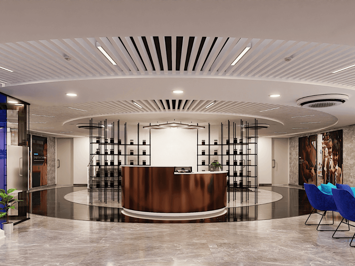 Chemical Manufacturer in Vadodara - Reception - office architecture and Interior design by Arena Consultants