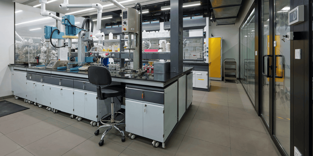 Specialty Chemical Company, Juinagar, Navi Mumbai - Lab Furniture, Granite, Canopy Hoods, Spot Extractors - Lab Office Architecture and Interior Design by Arena Consultants